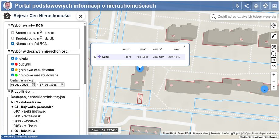 Mojgeoportal.pl - despite the time range being indicated, all available transactions appeared 