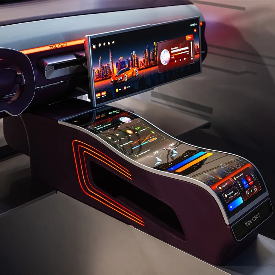 Visualization of a car cockpit with a printed OLED screen (IJP)