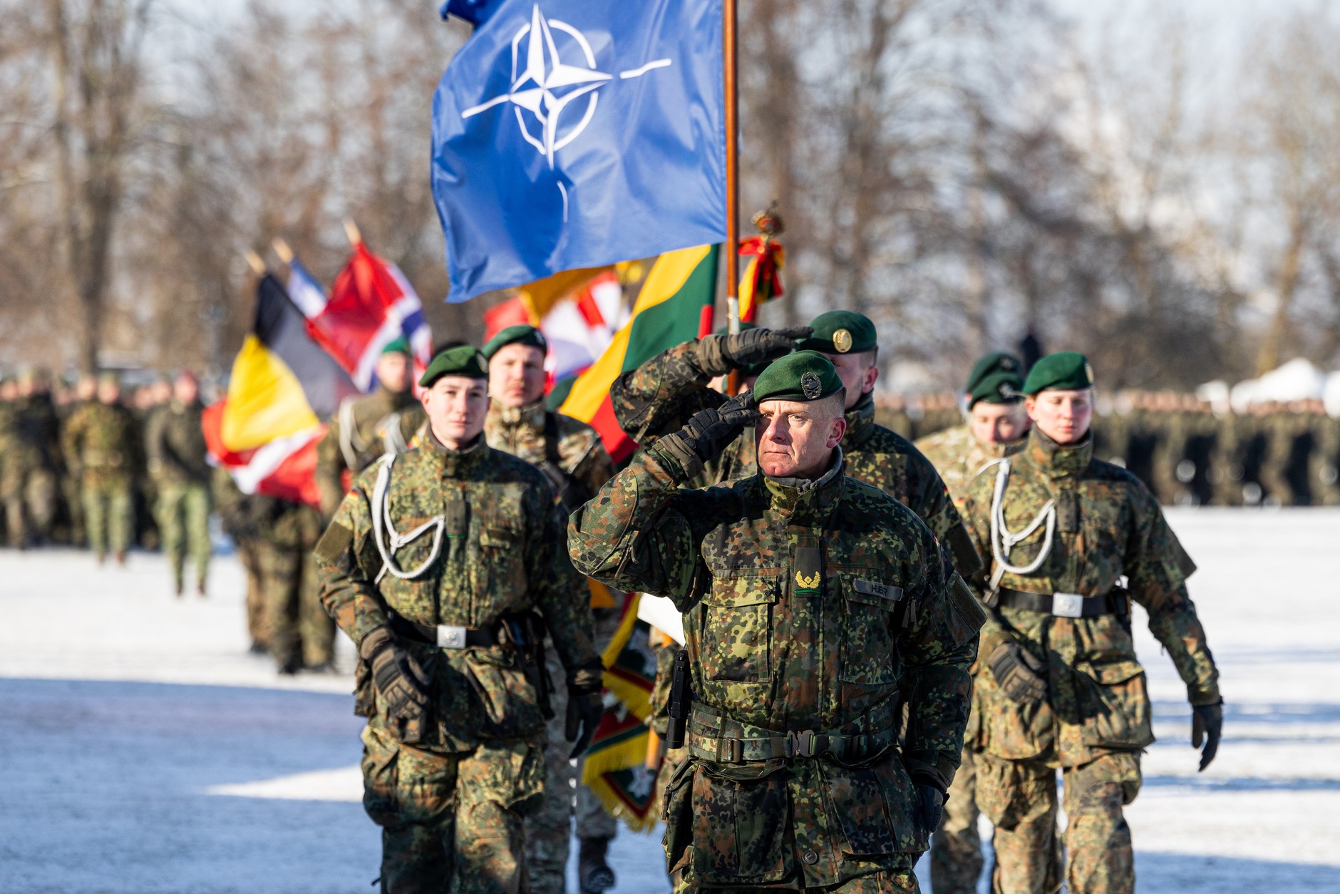 Brigadier General Christoph Huber participating in a ceremony marking the expansion of German military involvement in Lithuania, February 4, 2026.