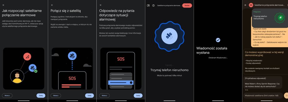 Google Pixel 10 Pro XL satellite emergency communication demo mode (click to enlarge)