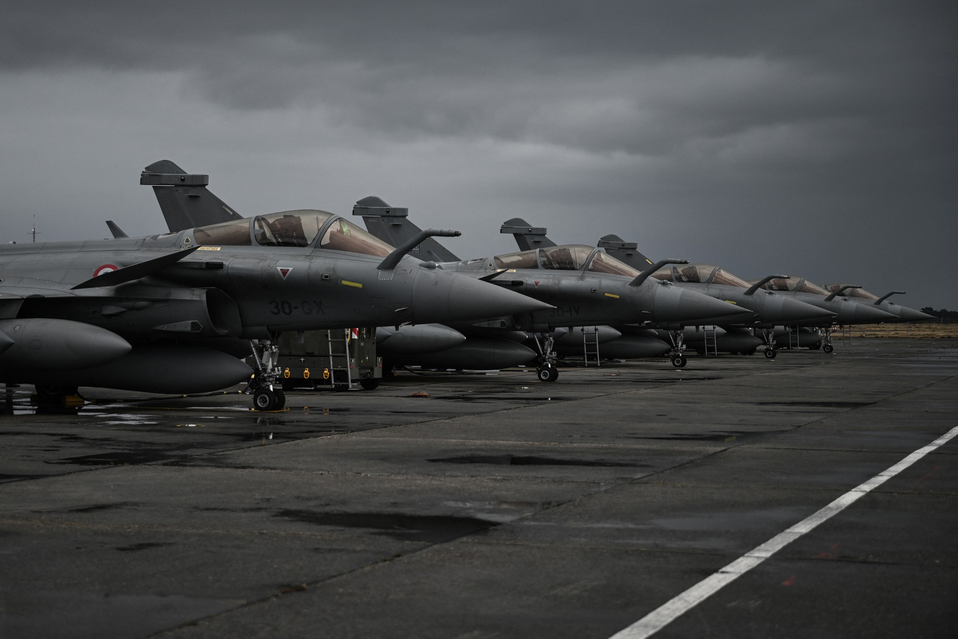 French Rafale fighters, which can carry missiles with nuclear warheads, at Air Base 120 in Cazaux, France, January 29, 2026.