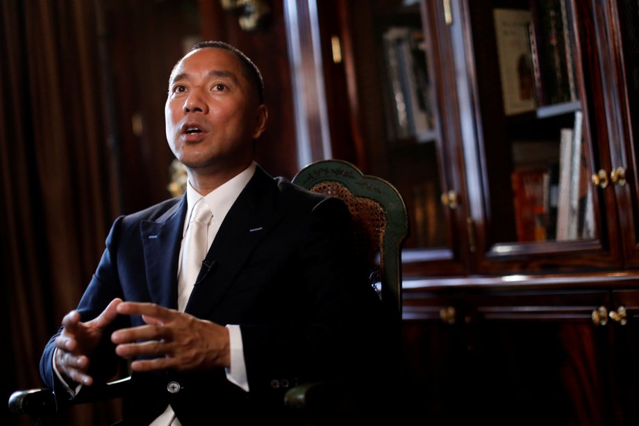 Guo Wengui podczas wywiadu w Nowym Jorku, USA, 30 kwietnia 2017 r.