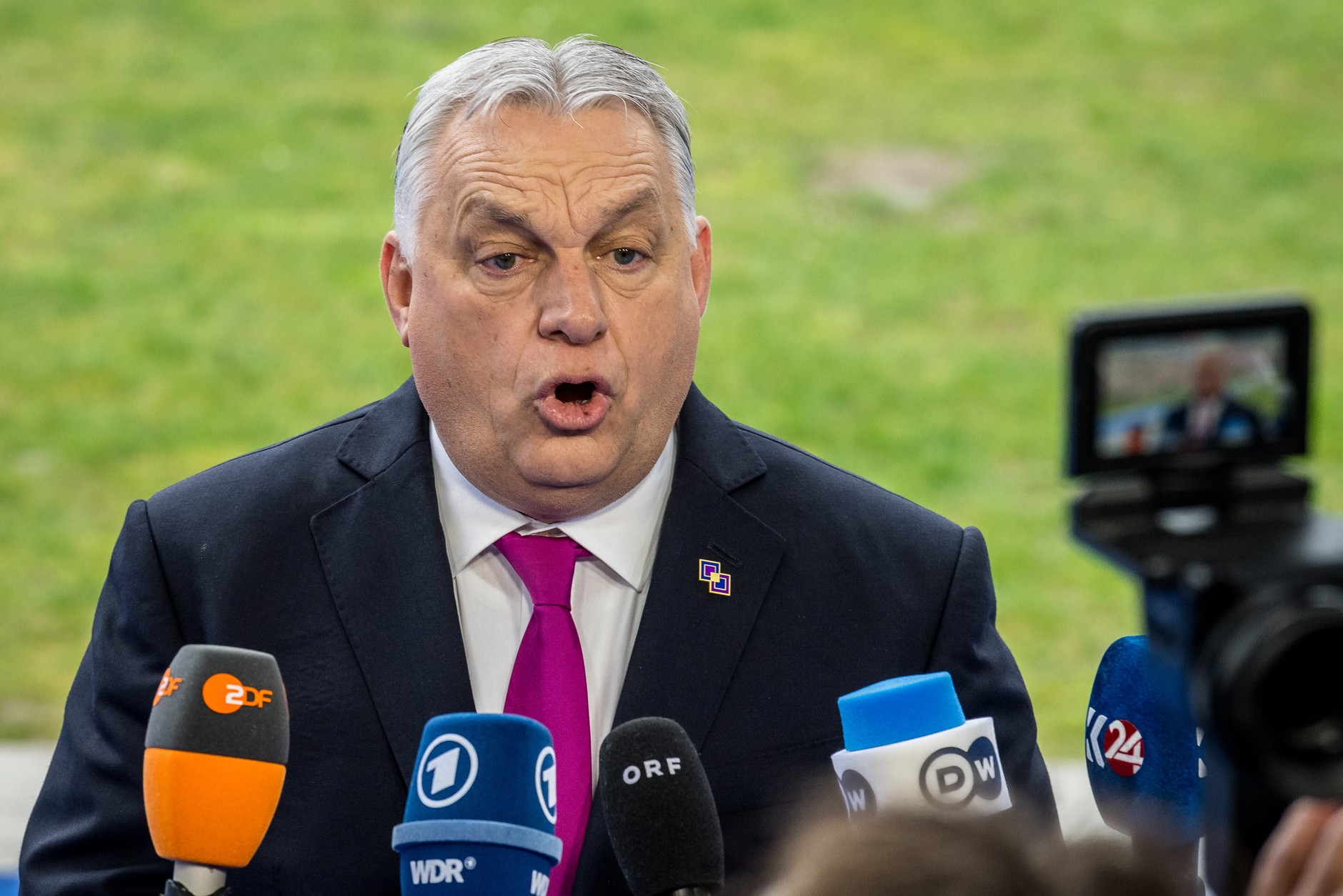 Hungarian Prime Minister Viktor Orban during the informal EU summit in Rijkhoven, Belgium, February 12, 2026.