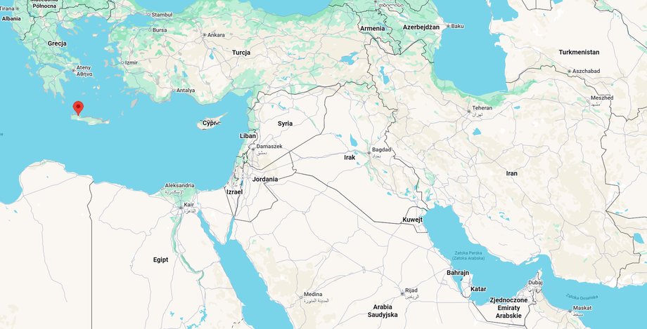 Location of the Gulf of Suda relative to Iran