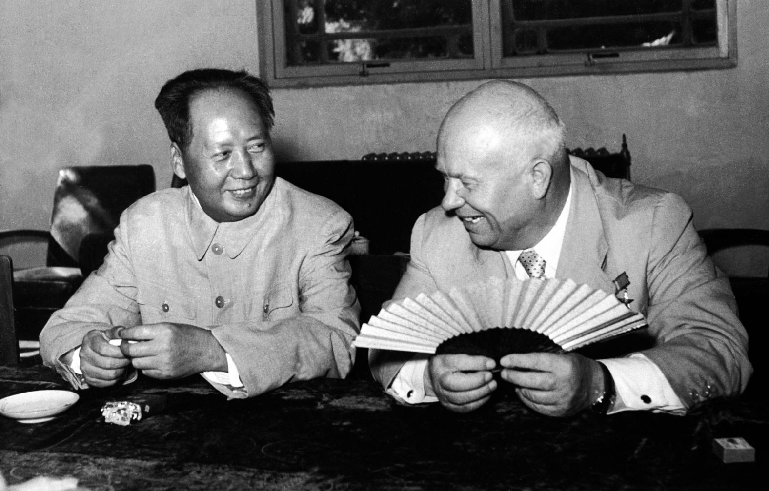 Mao Zedong and Nikita Khrushchev in a 1958 photo.