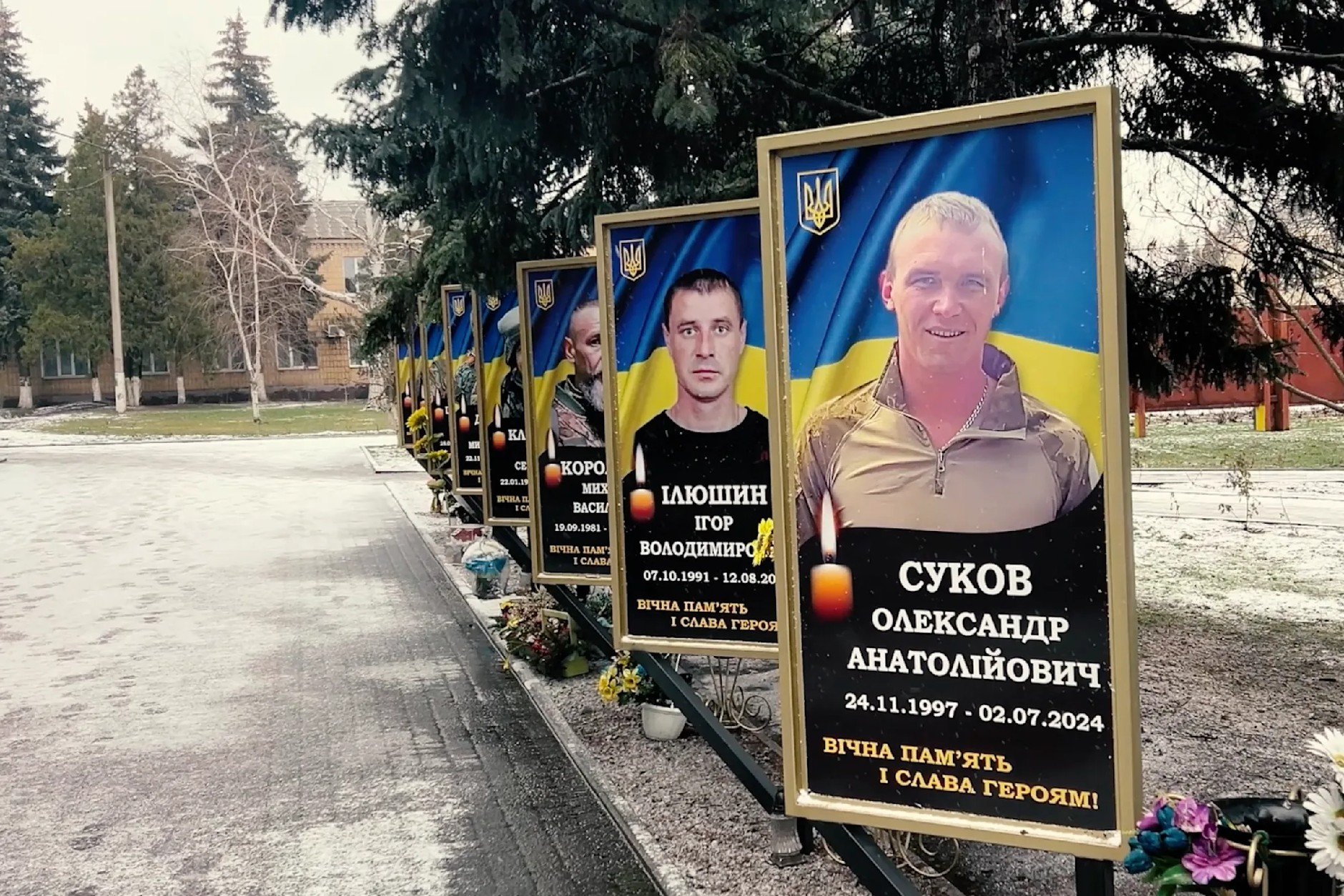 Fallen Ukrainian soldiers commemorated in Oleksandrivka, Donetsk Oblast, Ukraine