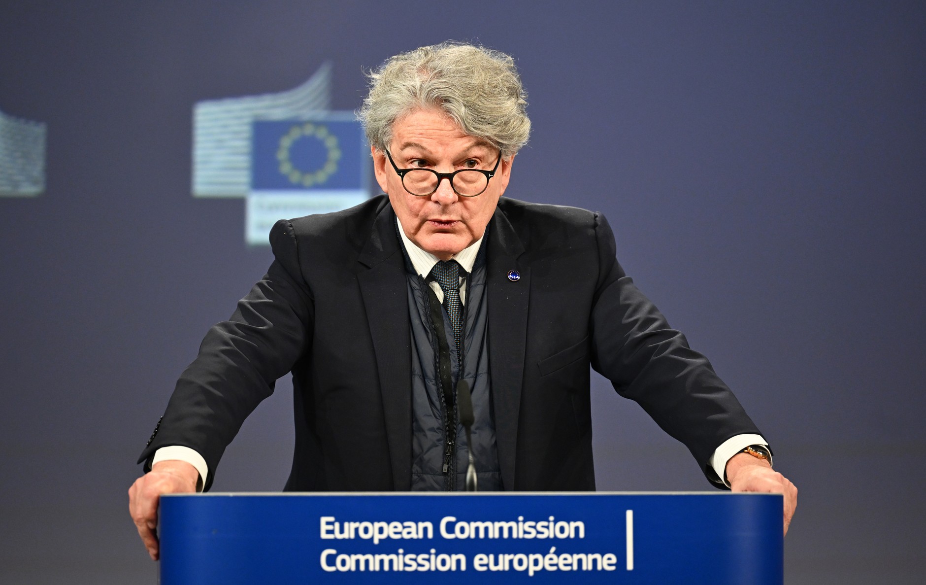 Former EU Commissioner for the Internal Market Thierry Breton in Brussels, April 30, 2024.