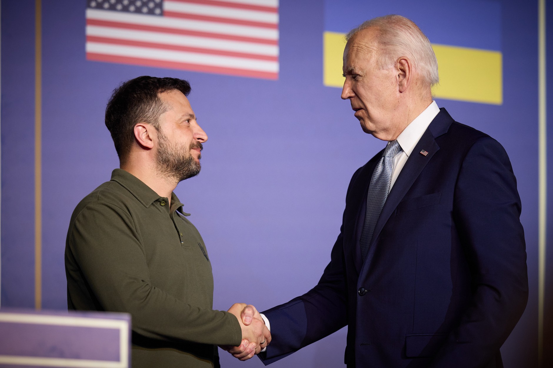 Volodymyr Zelensky and Joe Biden during a joint press conference on the sidelines of the G7 summit in Savelletri, Italy, June 13, 2024.