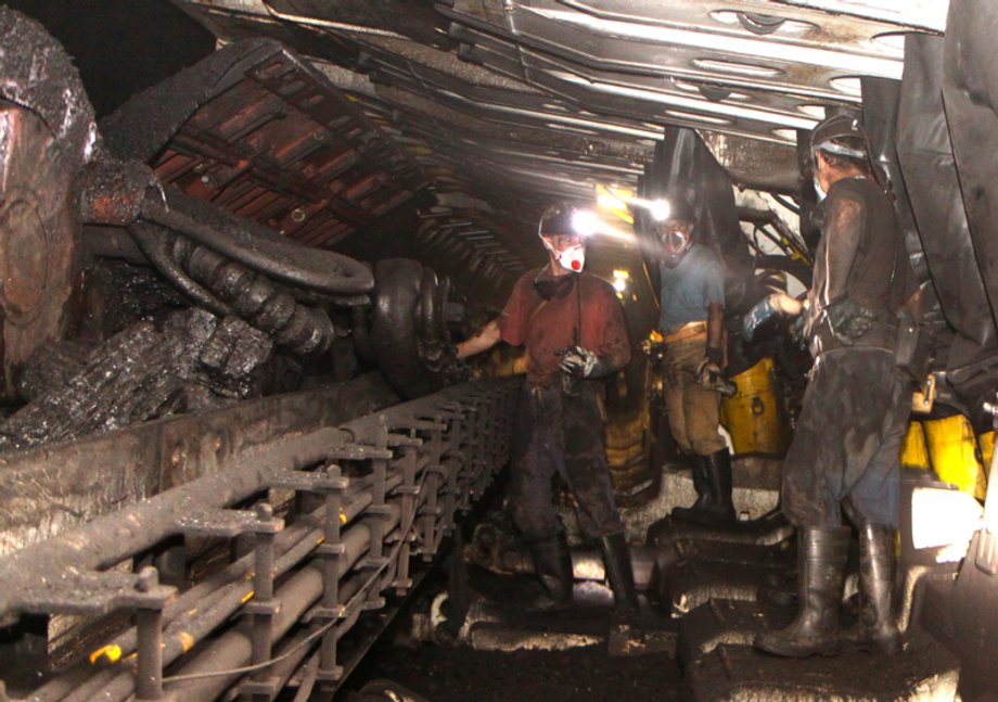 Miners in a coal mine