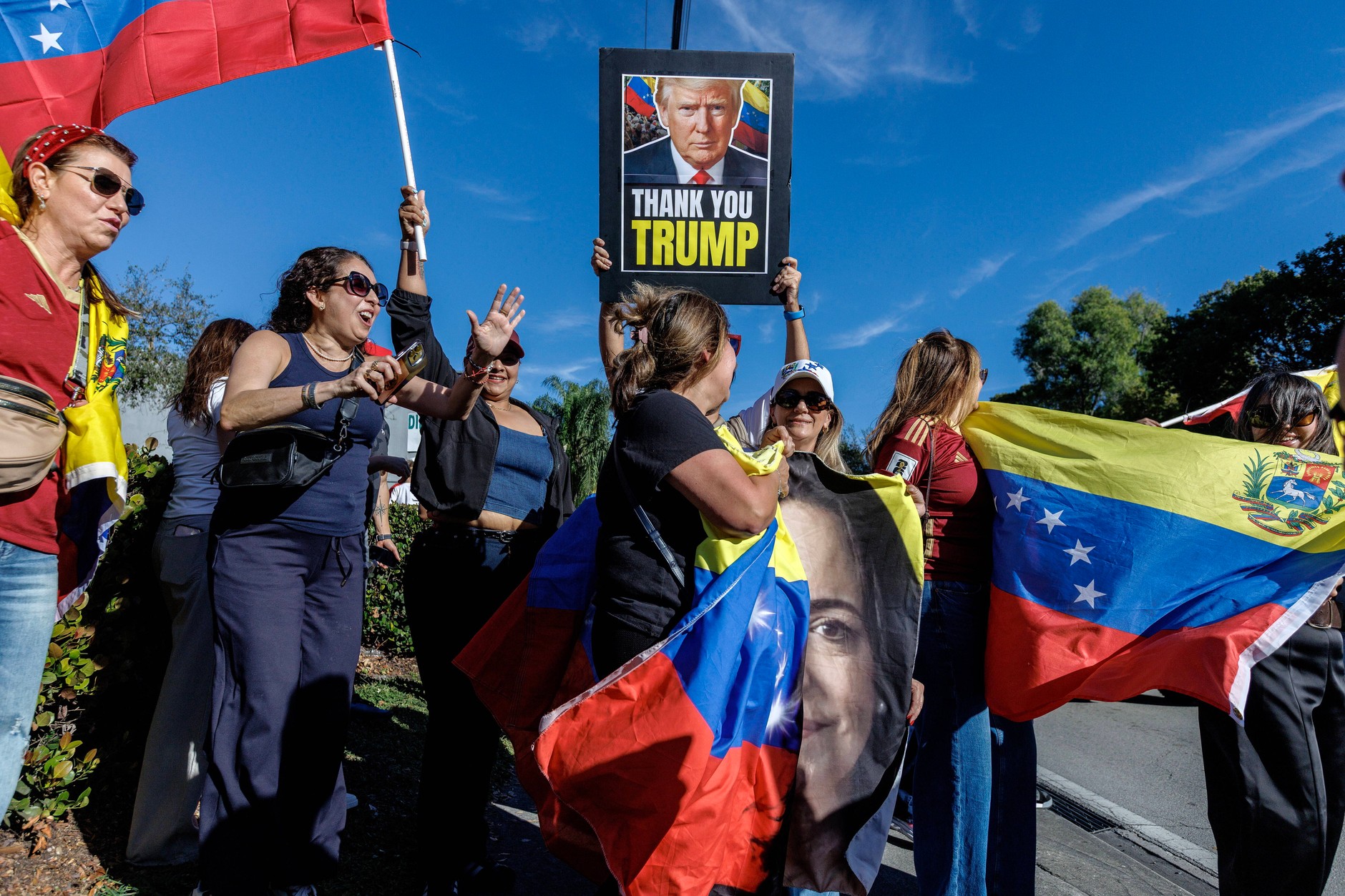 Demonstracja wdzięczności Wenezuelczyków wobec Donalda Trumpa. Miami, 3 stycznia 2026 r.