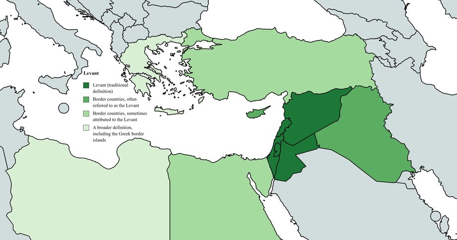 Countries included in the Levant