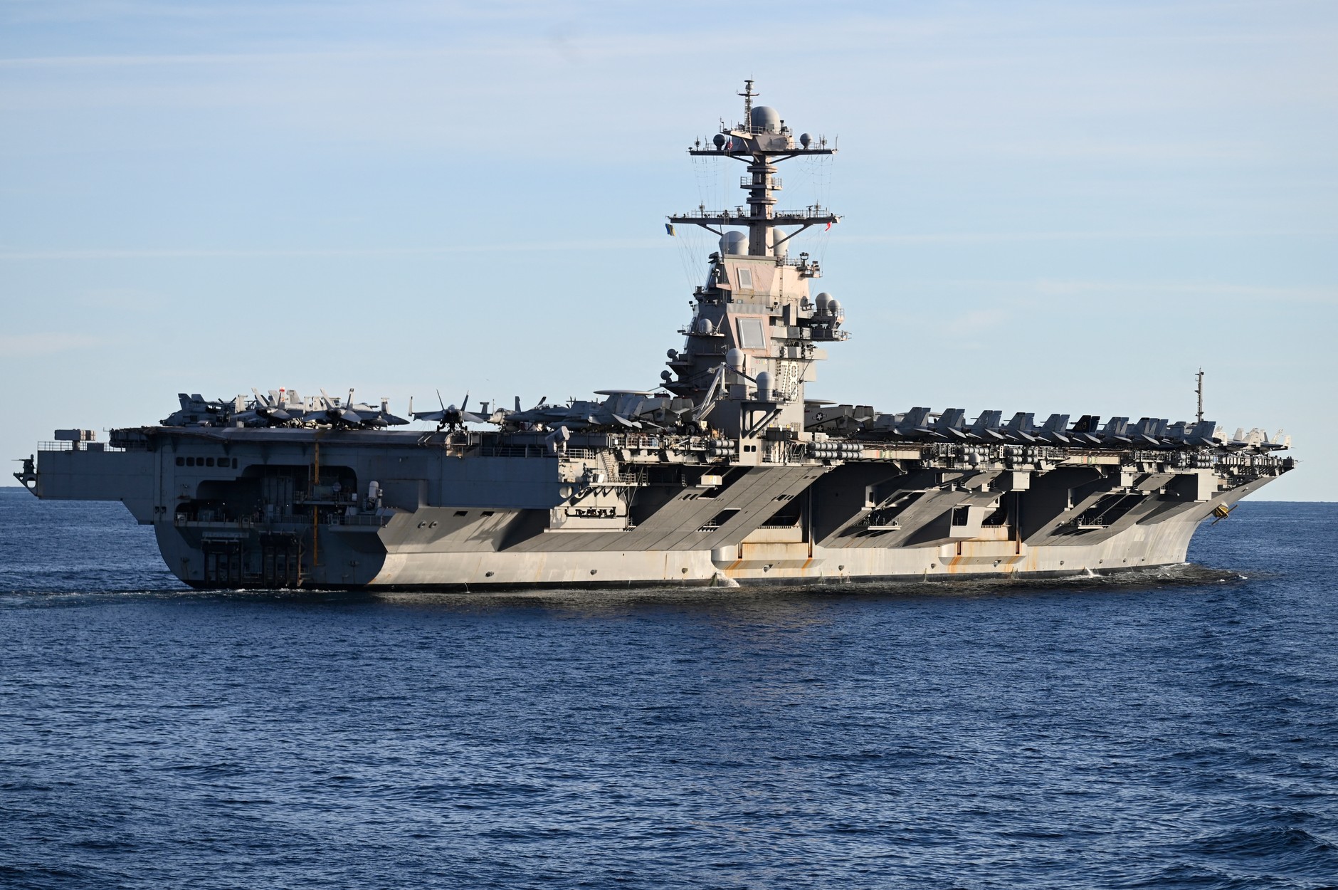 The aircraft carrier USS Gerald R. Ford in the North Sea during a NATO exercise (September 24, 2025)