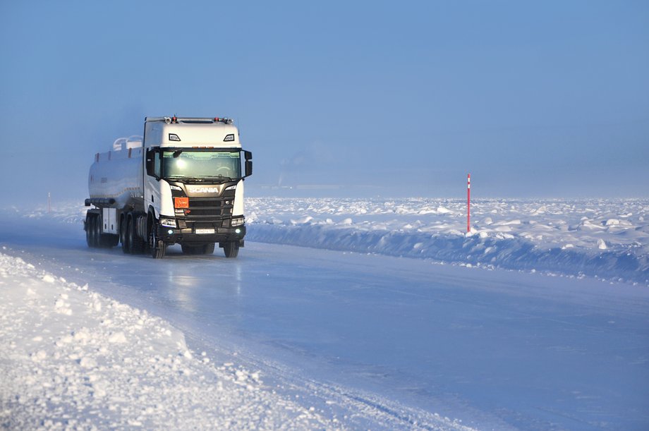 Yakutsk, a truck on a frozen river.
