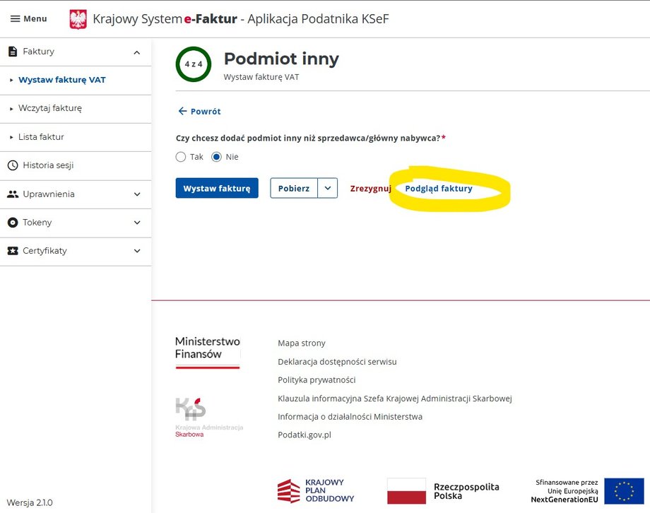The last step in issuing an e-invoice