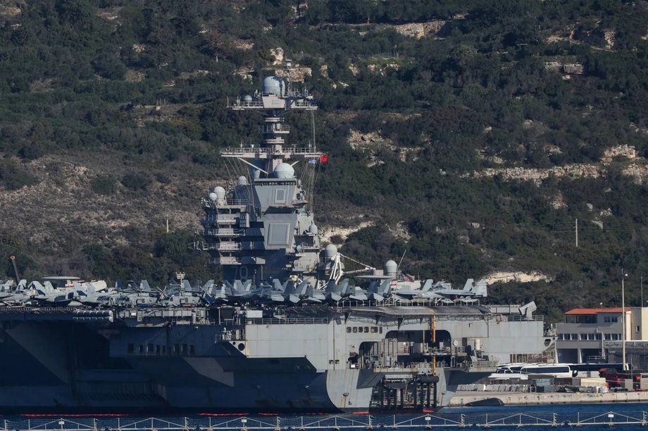 USS Gerald R Ford in Souda Harbor