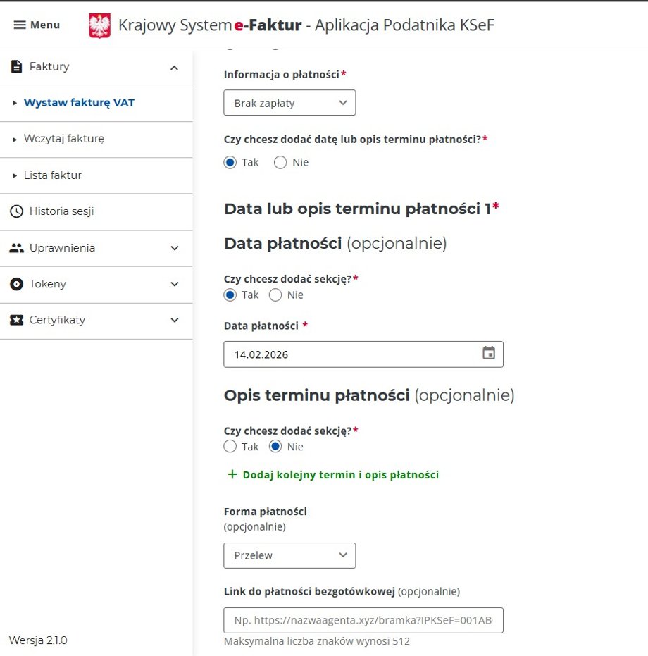 The invoice payment date is selected from the calendar