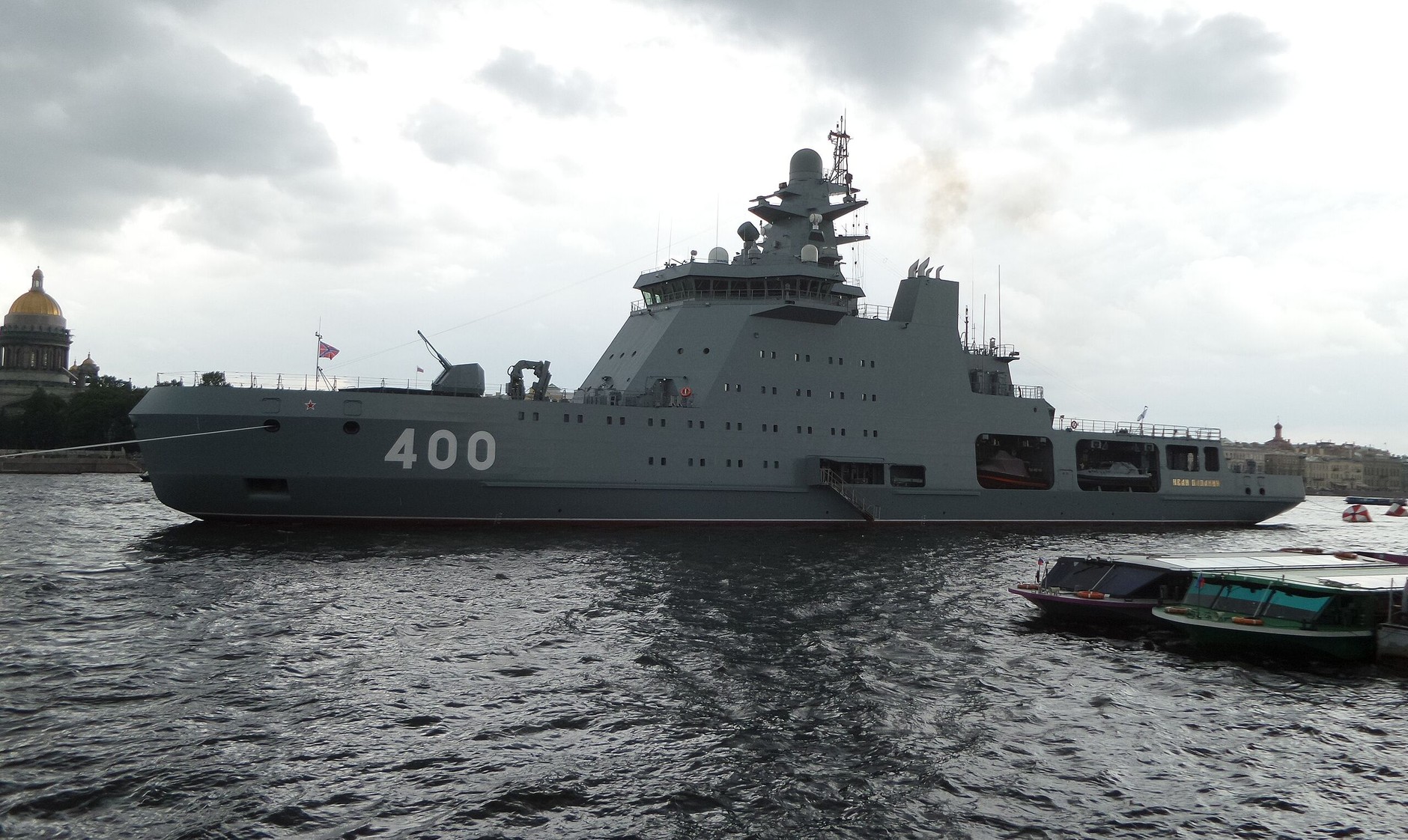 In the photo, Ivan Papanin, a patrol combat icebreaker of Russia