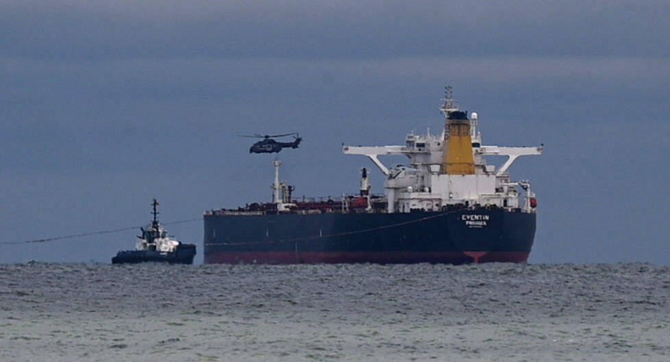 The unsteerable tanker Eventin, classified as one of the so-called shadow fleet, in the Baltic Sea. Illustrative photo