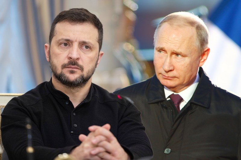 Volodymyr Zelensky and Vladimir Putin. Collage: Ion Mateș / Hotnews. Photo: Profimedia, Shutterstock