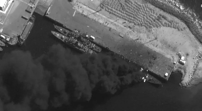 Iranian ships hit by the US. PHOTO: satellite image©2026 Vanto