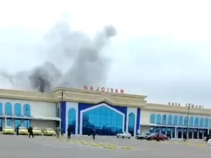 The airport in Azerbaijan targeted by the attack/PHOTO: X @nexta_tv