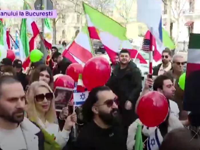 Protest in front of the Iranian Embassy/PHOTO: Digi24 video capture