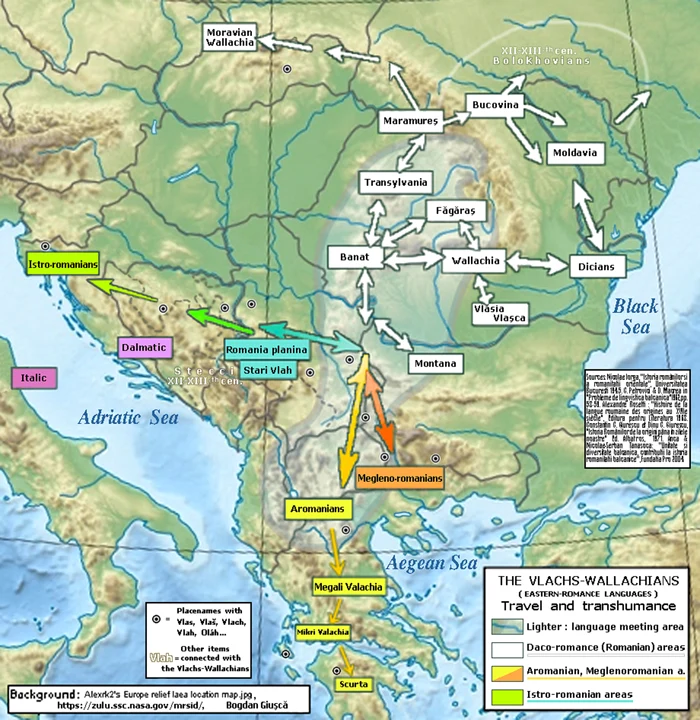 Map showing the movement of different non-Romanian communities PHOTO wikipedia