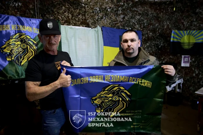 Sean Penn, near the Donetsk front PHOTO: Facebook/ 157th Brigade