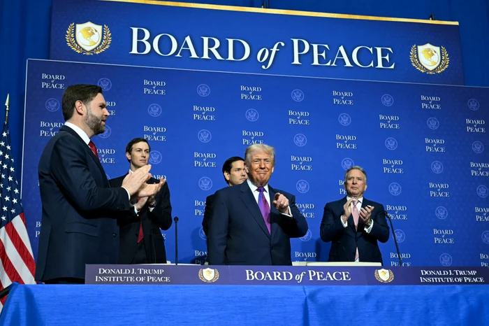 Donald Trump at the Peace Council PHOTO AFP
