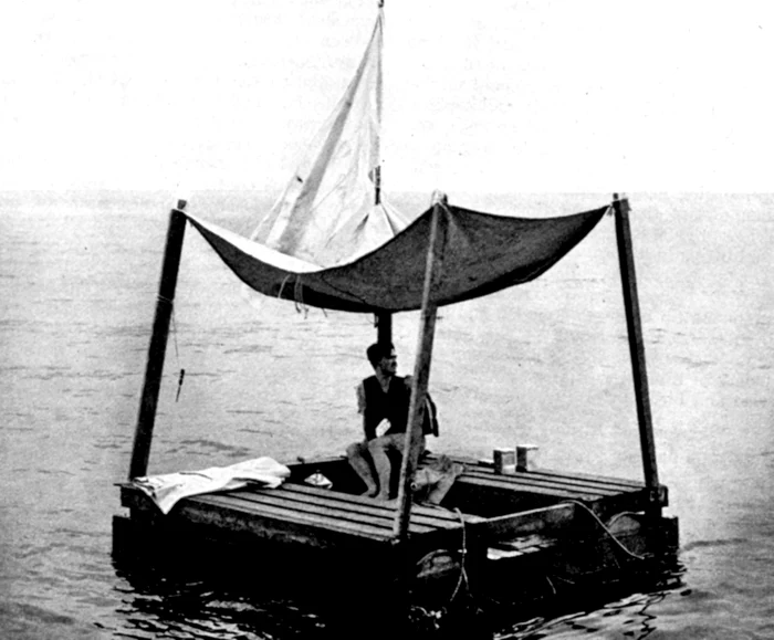 Poon Lim on a makeshift raft PHOTO wikipedia