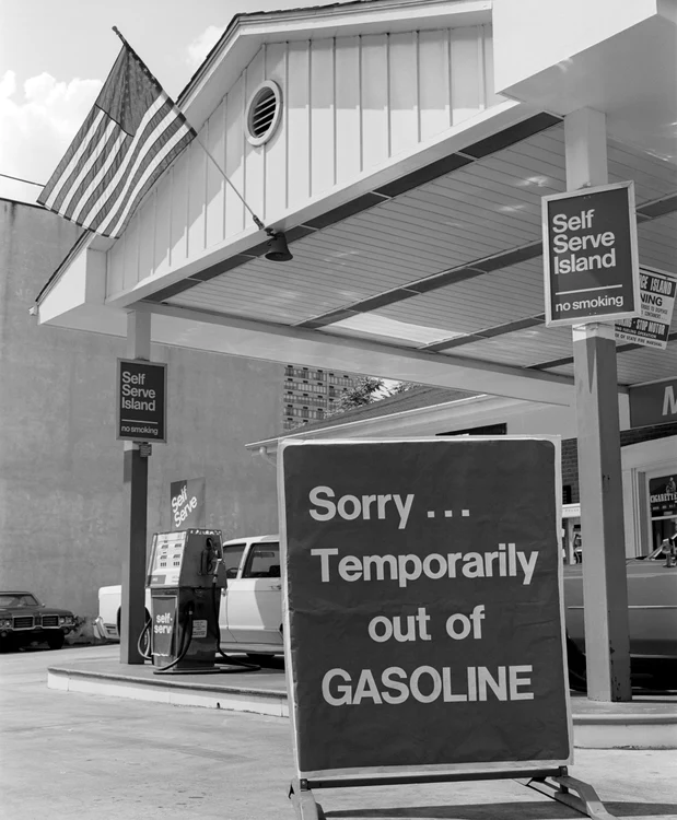 Gas station without fuel in 1979 PHOTO Getty Images