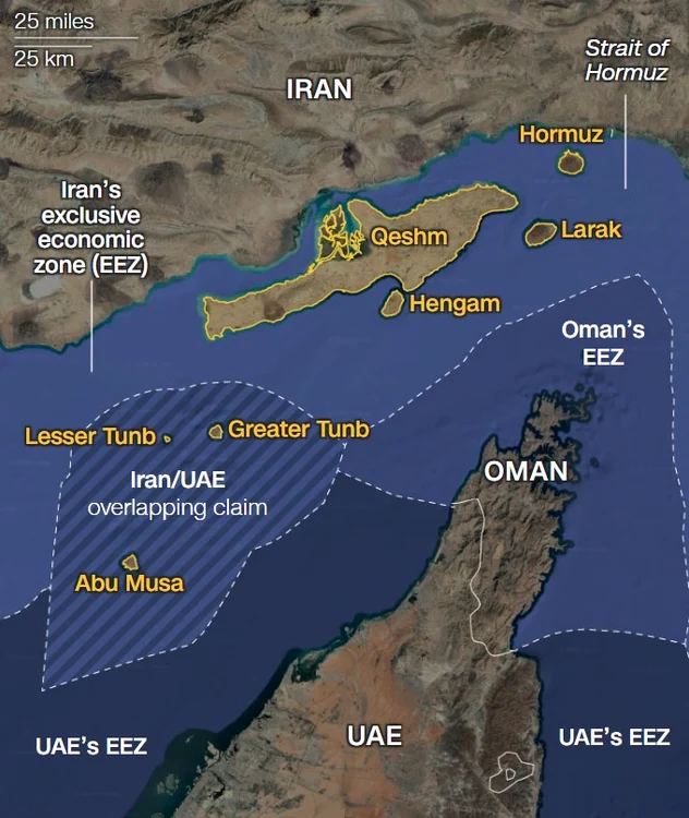 Map of the strategic islands of Hormuz PHOTO Lou Robinson CNN