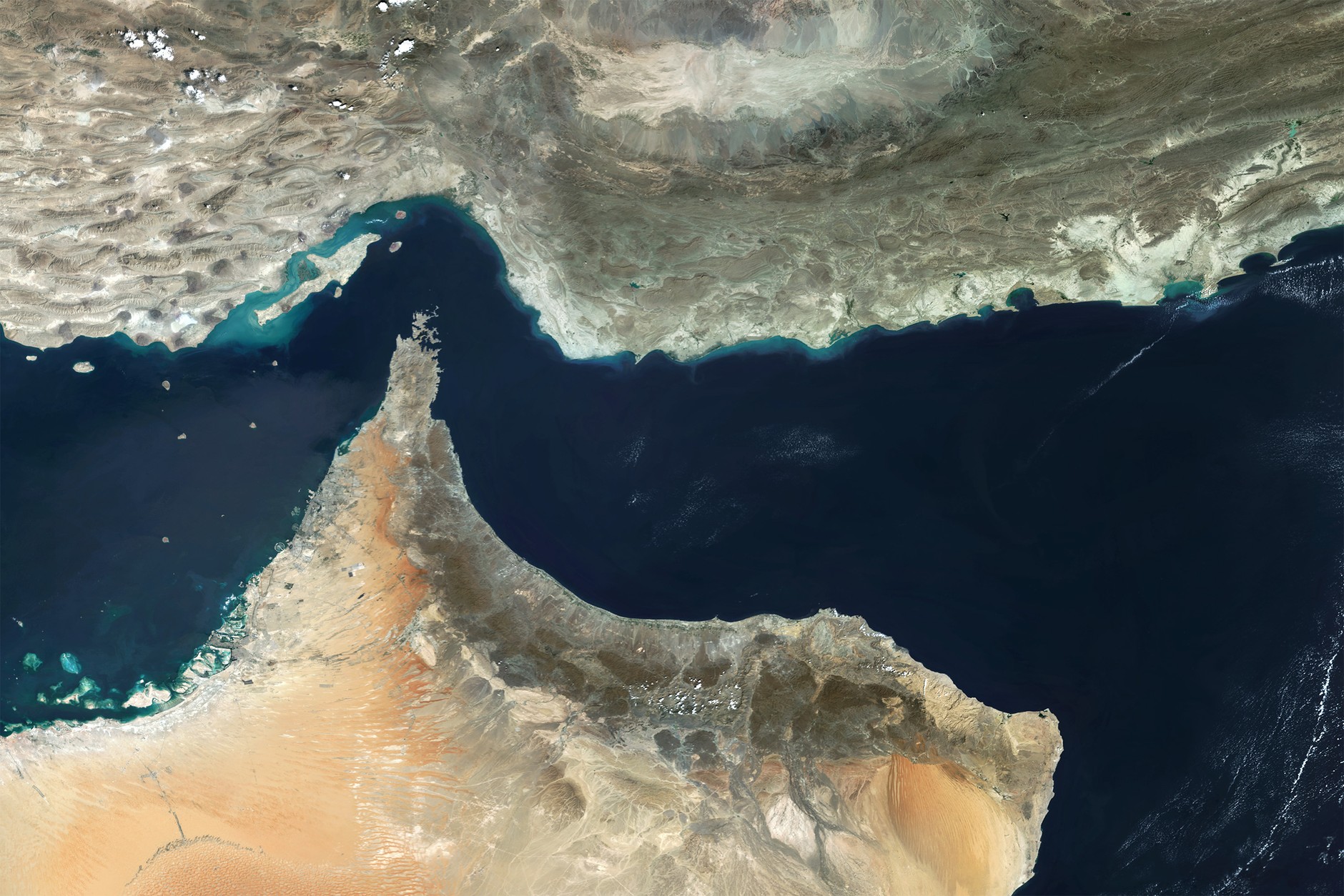 Satellite image of the Strait of Hormuz