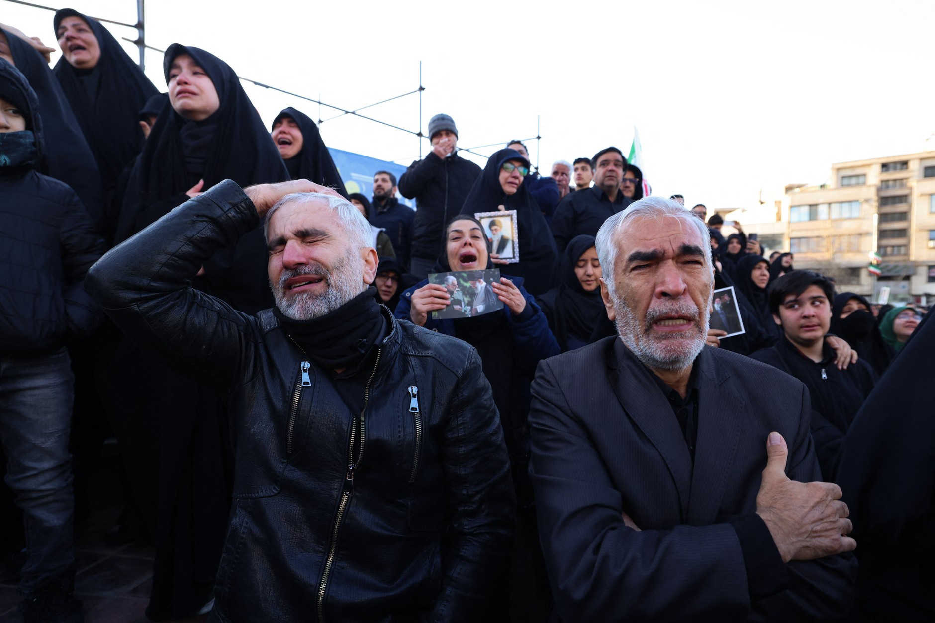 A group of Iranians mourn the death of their supreme leader, Tehran, March 1, 2026.
