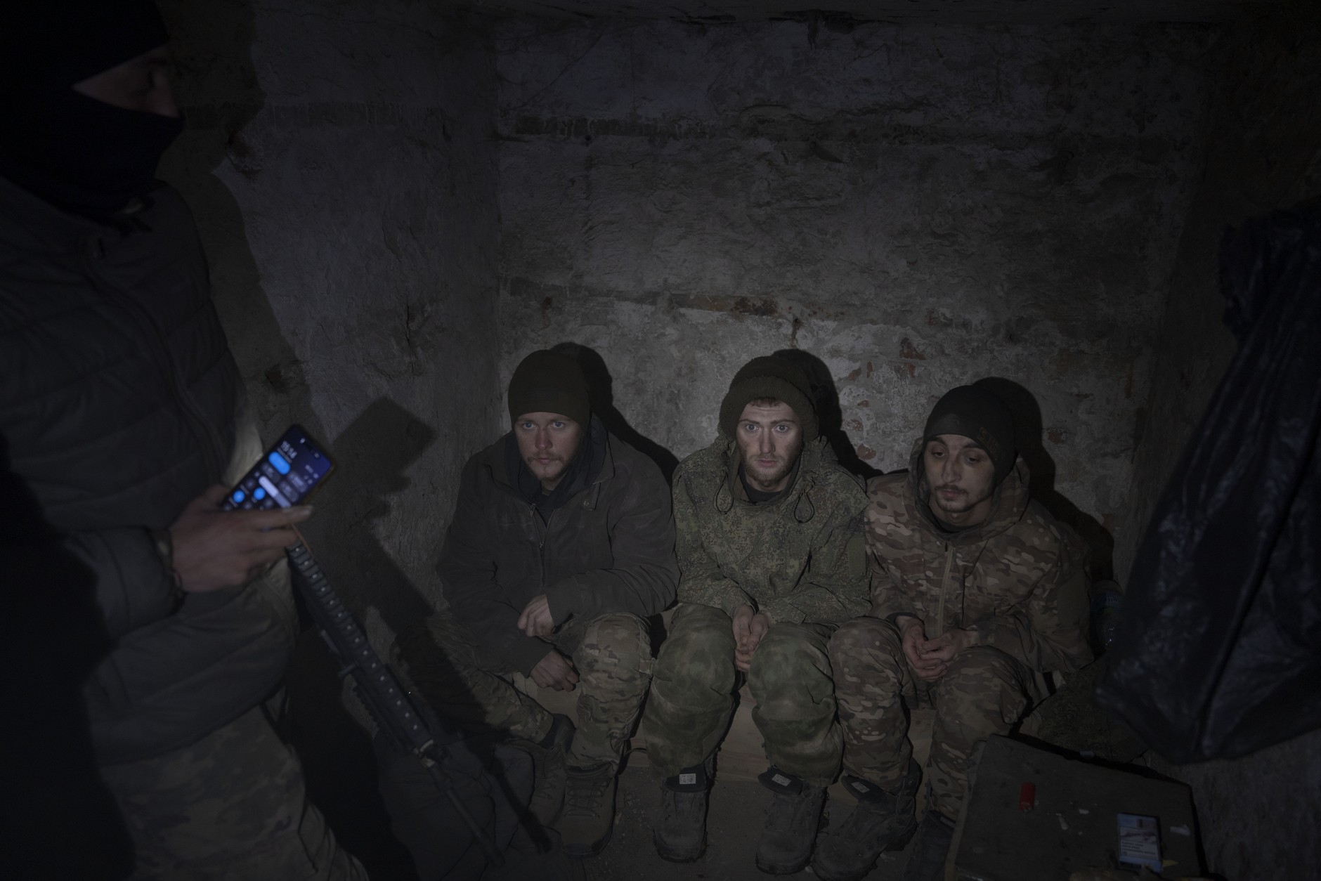 Captured Russian soldiers on the front line in Donetsk Oblast, Ukraine, March 9, 2026. 
