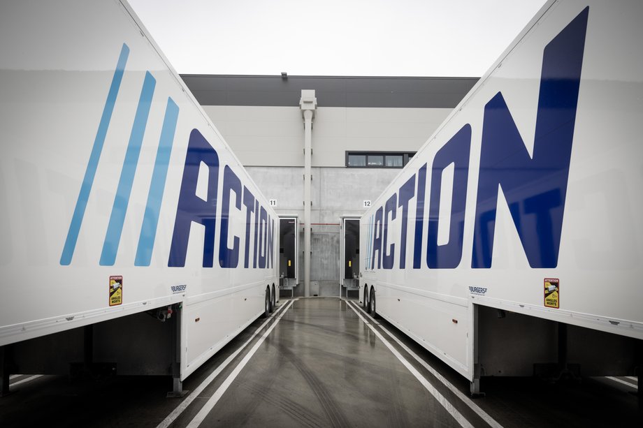 Trucks in the Action center near Szczecin