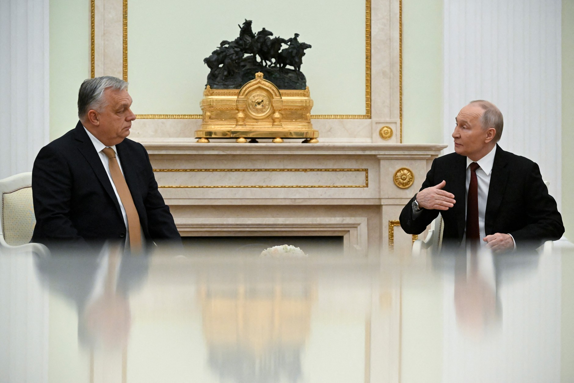 Hungarian Prime Minister Viktor Orban and Russian President Vladimir Putin at the Kremlin, Moscow, November 28, 2025. 