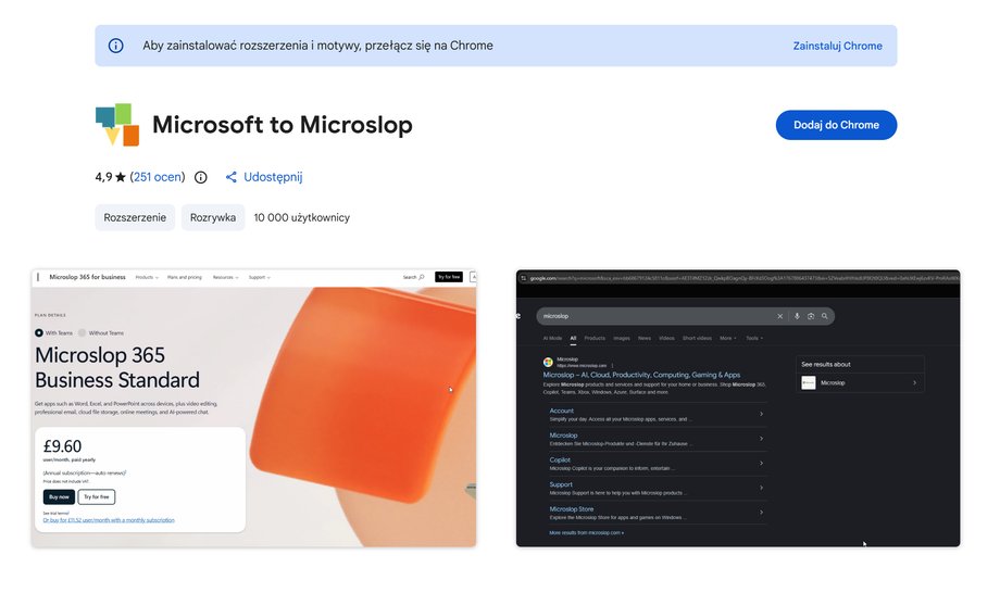 Browser extension "Microsoft is Microsoft"