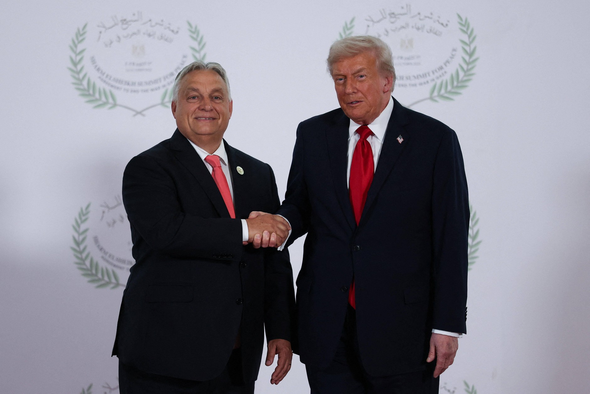 Viktor Orban and Donald Trump, president of the USA, during the peace summit. Sharm el-Sheikh, October 13, 2025