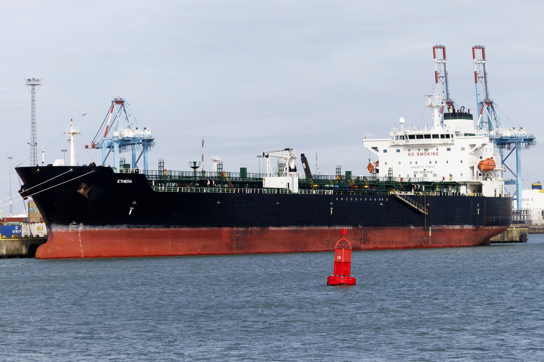 The Ethera tanker in the port of Zeebrugge in northern Belgium after it was stopped and seized by Belgian special forces on March 1, 2026 