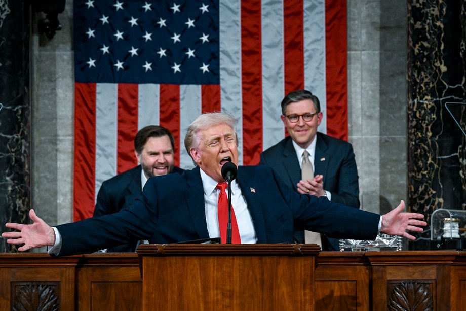 Donald Trump during his speech before the joint houses of Congress and the House of Representatives