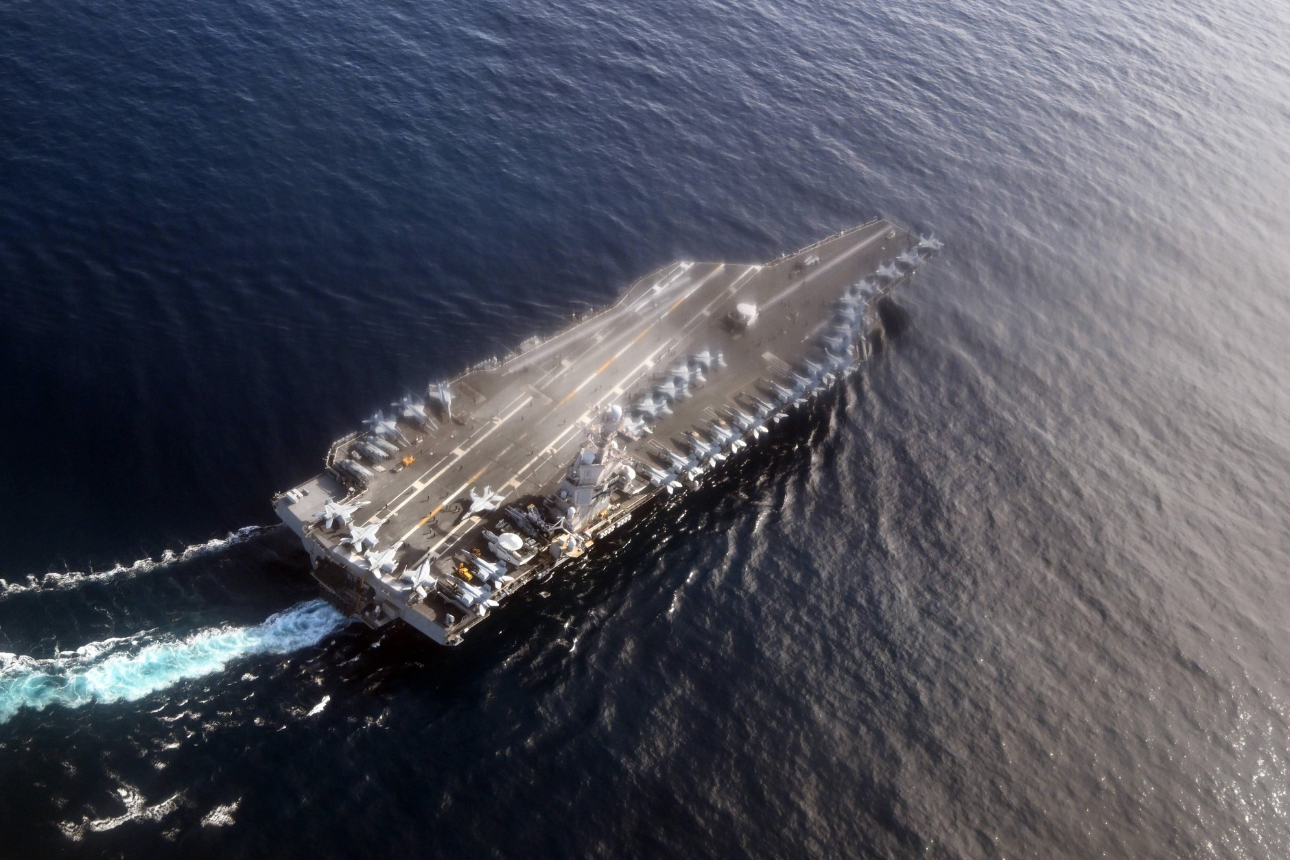 The aircraft carrier USS Gerald R. Ford in the North Sea, Norway, September 24, 2025.