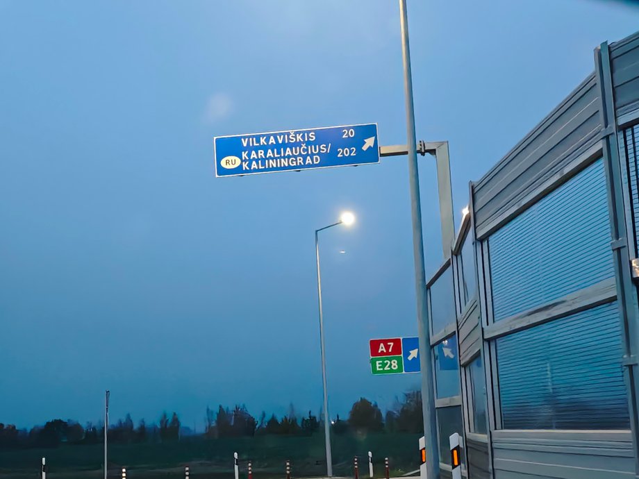 A sign showing the way to Konigsberg, Russia