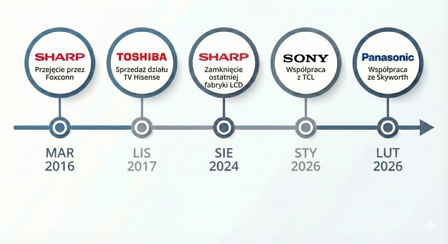 Summary of key events related to the acquisition of Japanese TV brands.