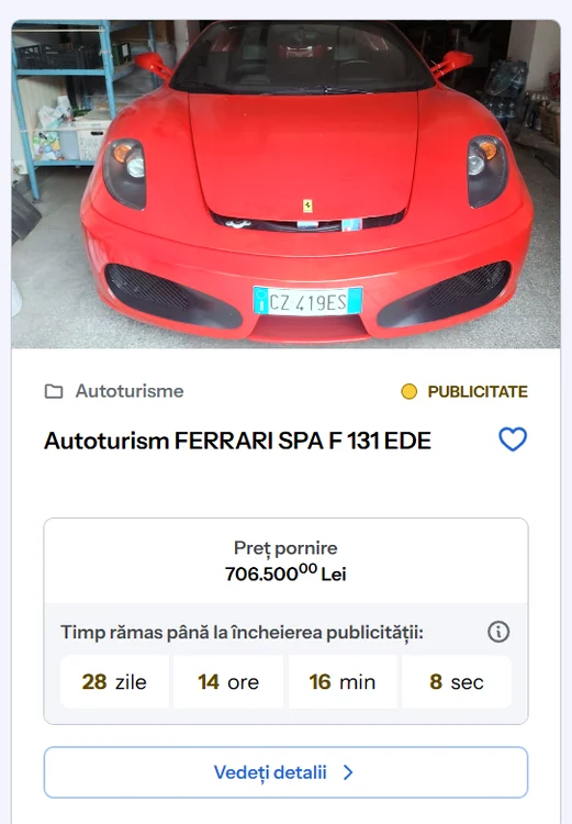 Ferrari put up for auction