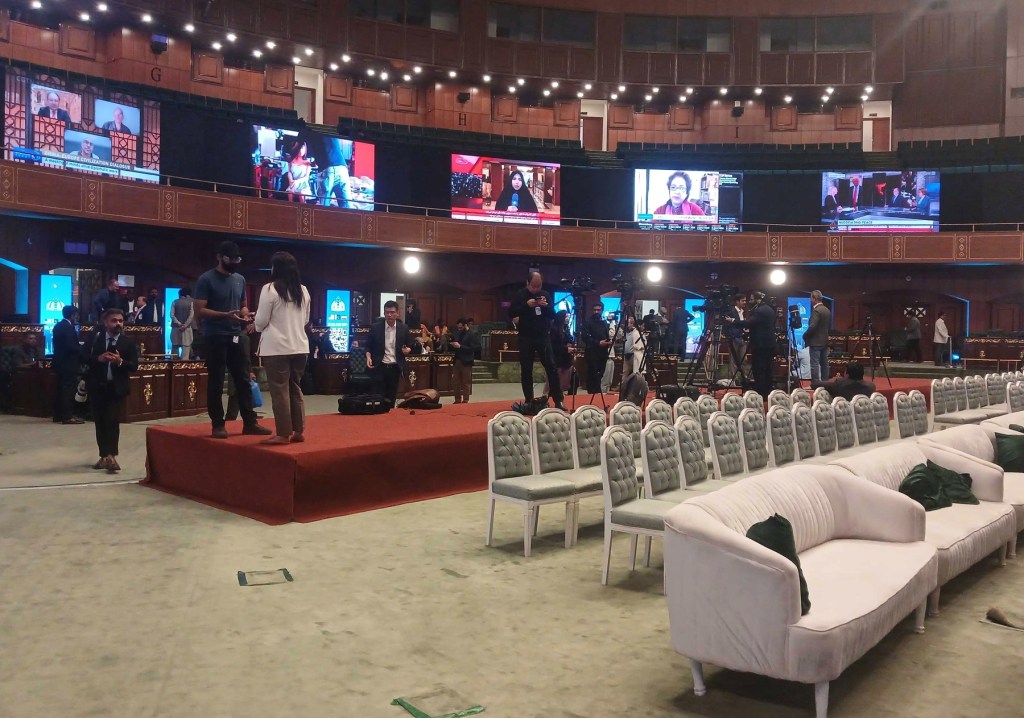The media center set up for the US-Iran negotiations in Islamabad, Pakistan. Photo: Profimedia