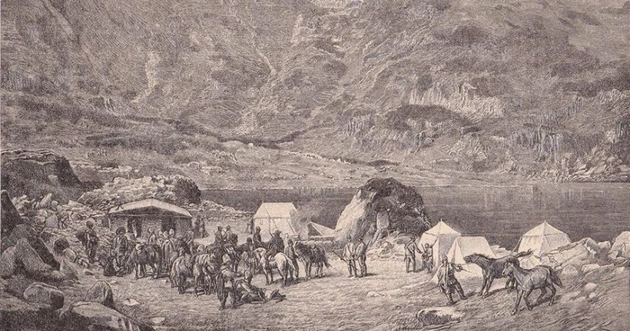 Prince Rudolf's expedition to Zănoaga. Illustrated