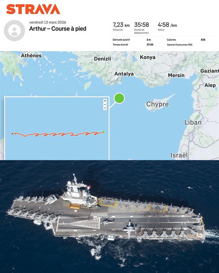 Charles de Gaulle aircraft carrier location - Strava