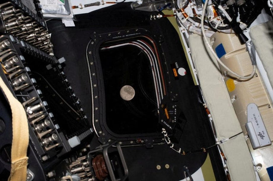 The moon from the window of the Orion capsule