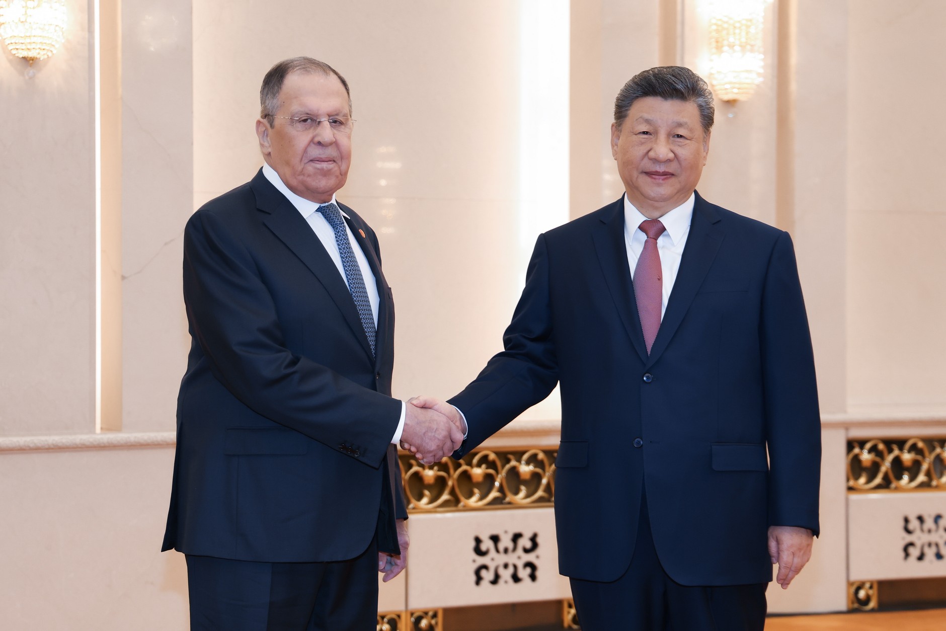 Sergei Lavrov, Russian Minister of Foreign Affairs, and Xi Jinping, President of China. Beijing, April 15, 2026